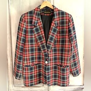 Giorgio Sant’Angelo Vtg. Red Black Tartan Plaid Blazer Sz 12